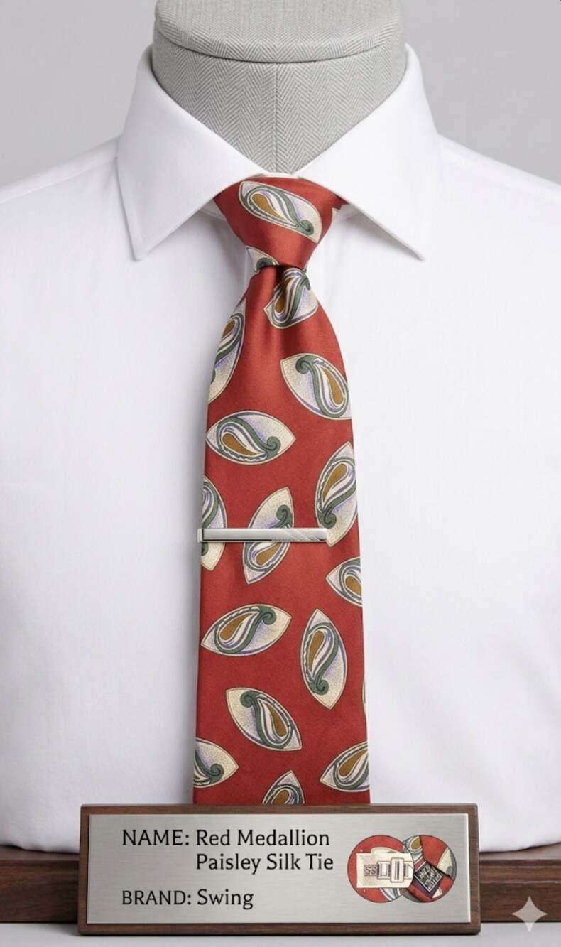 Pattinni Mens Satin Paisley Tie Pre-owned